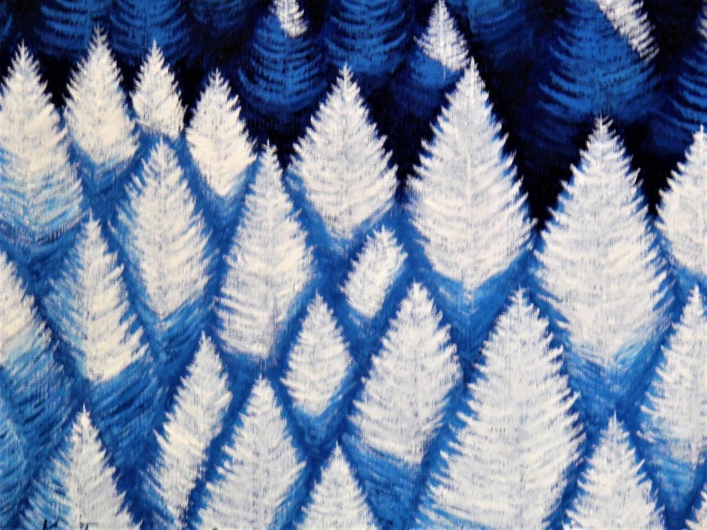 ★樹氷の落葉松林・肉筆油彩画・F6キャンバス