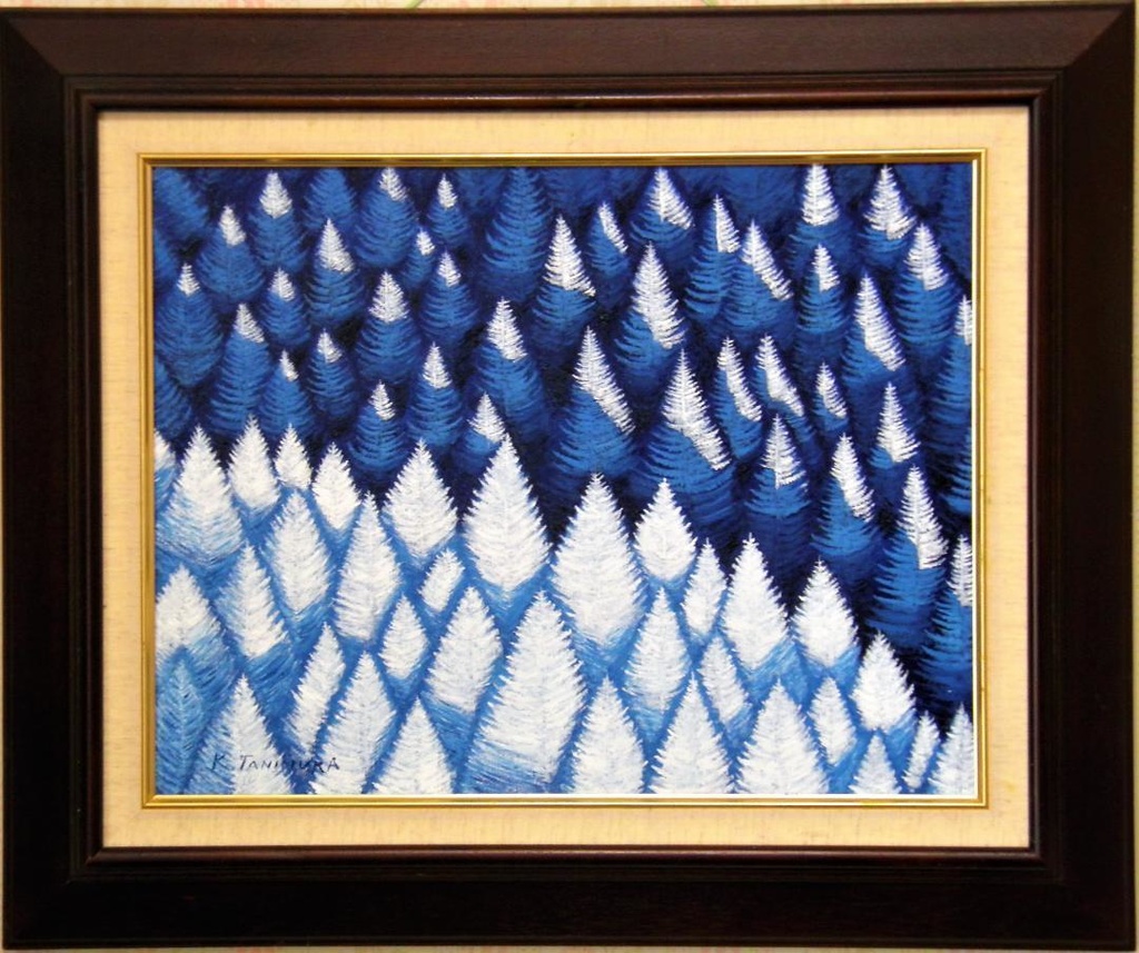 ★樹氷の落葉松林・肉筆油彩画・F6キャンバス