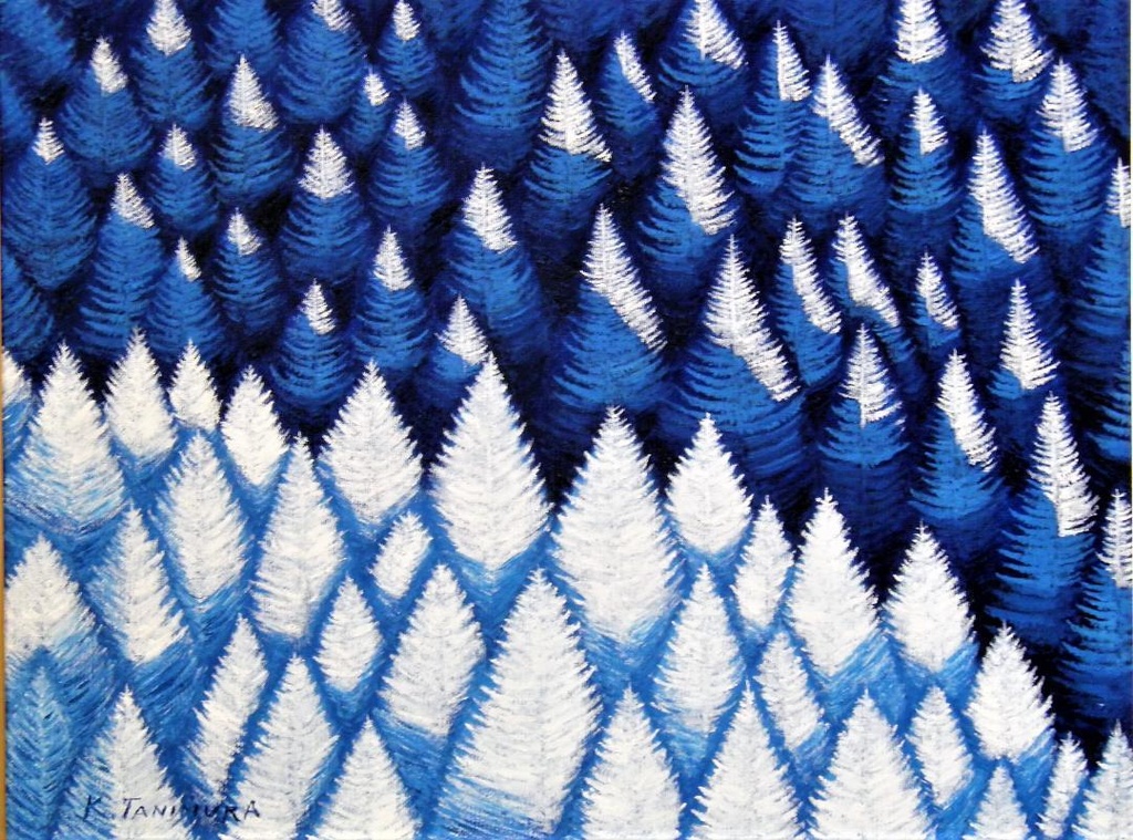 ★樹氷の落葉松林・肉筆油彩画・F6キャンバス