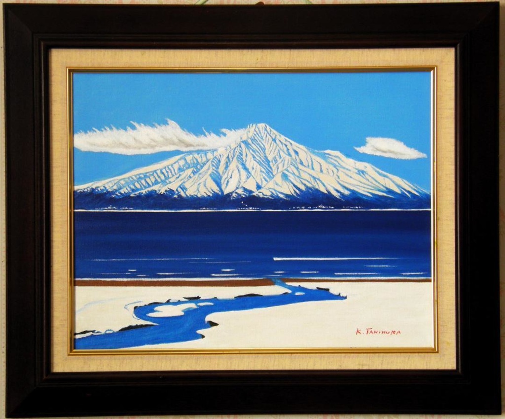★冬の利尻富士・肉筆油彩画・F6キャンバス