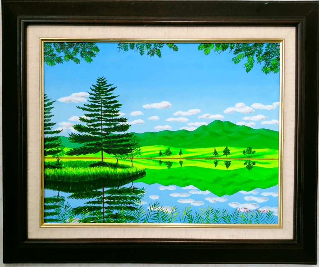 ★知床の湖・肉筆油彩画・F6キャンバス