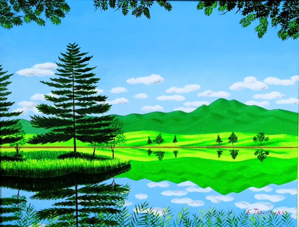 ★知床の湖・肉筆油彩画・F6キャンバス