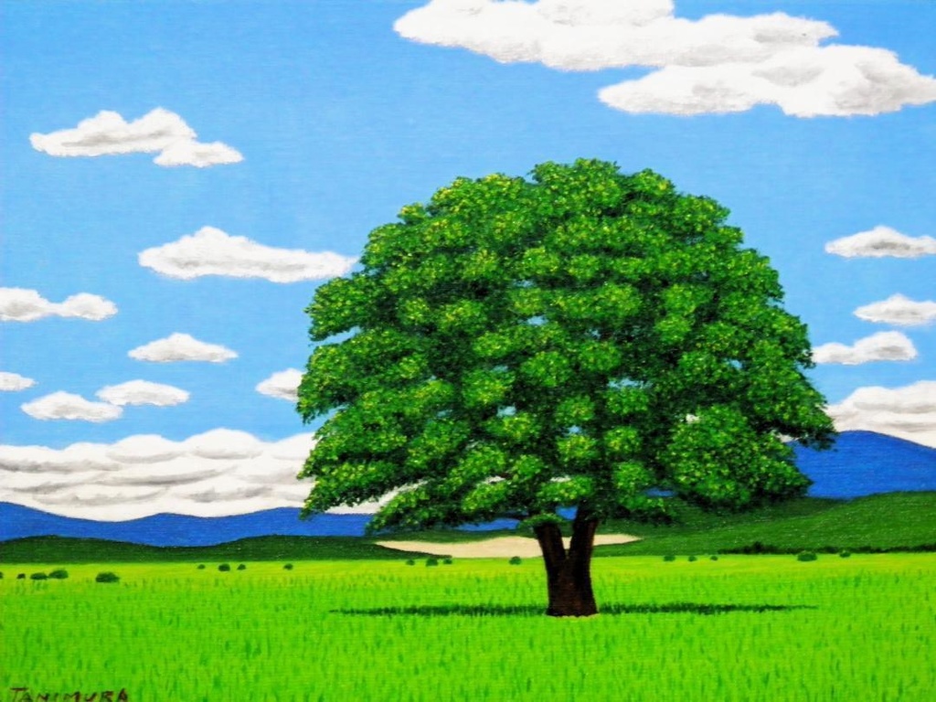 ★北海道・豊頃町ハルニレノ大木・肉筆油彩画・F6