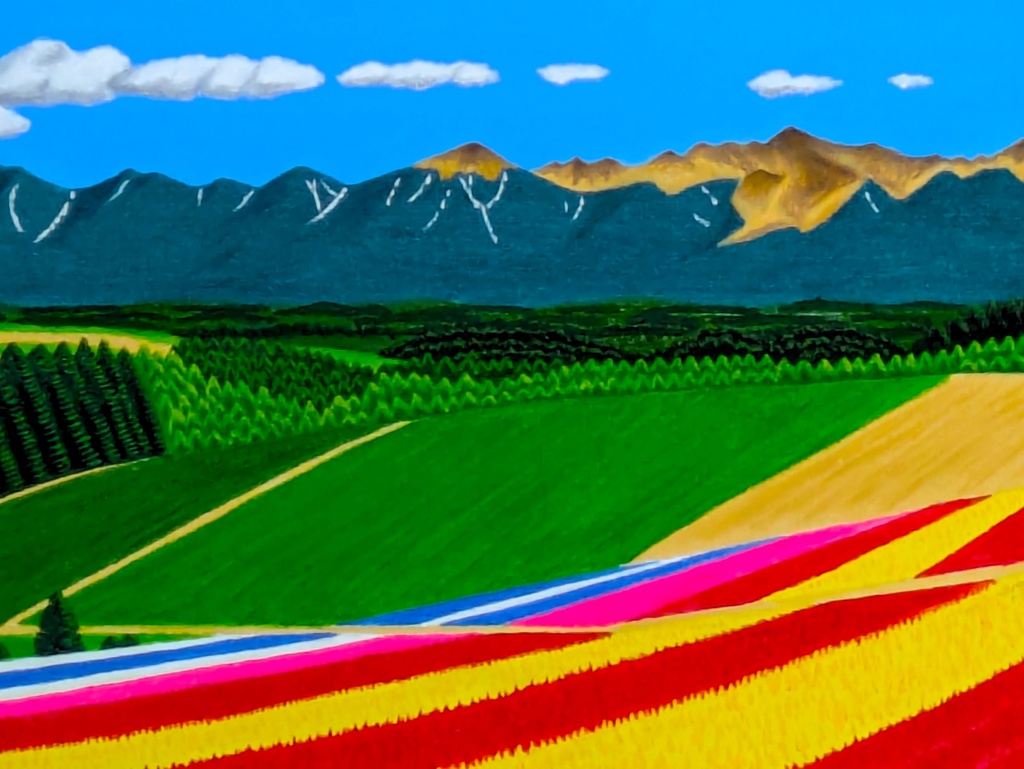 ★十勝連峰と四季彩の丘・肉筆油彩画・F6キャンバス