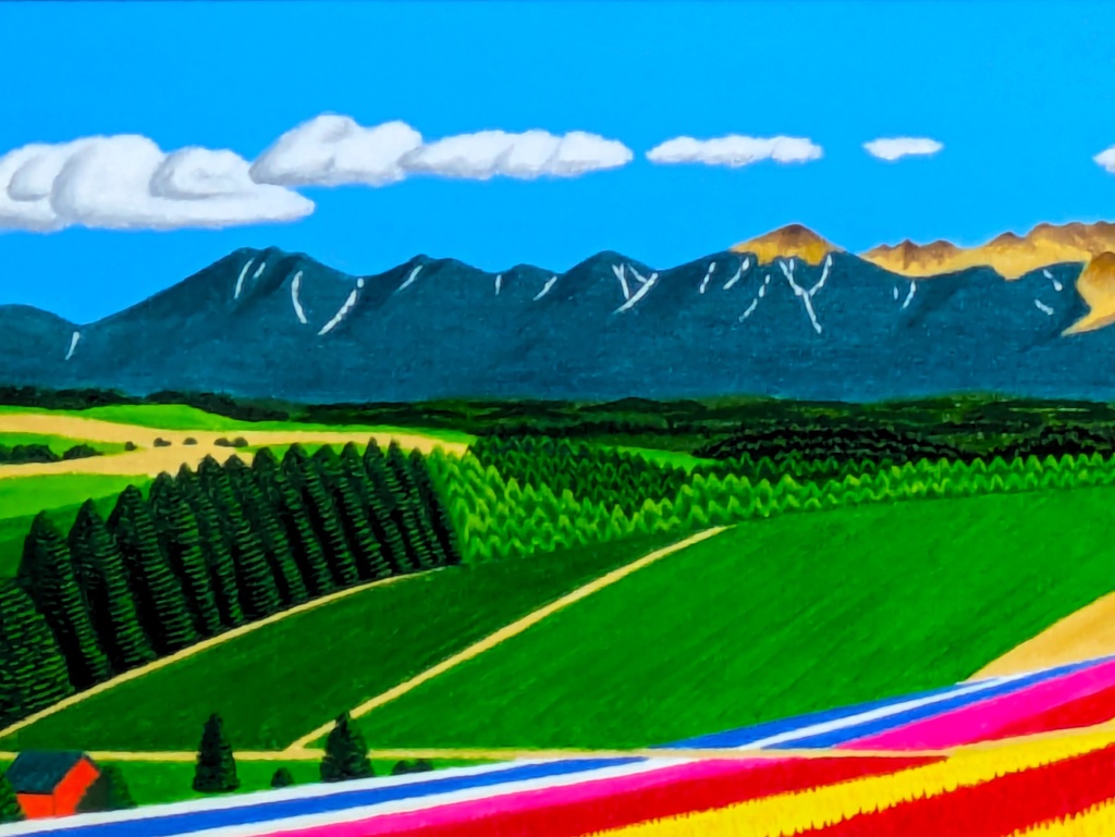 ★十勝連峰と四季彩の丘・肉筆油彩画・F6キャンバス