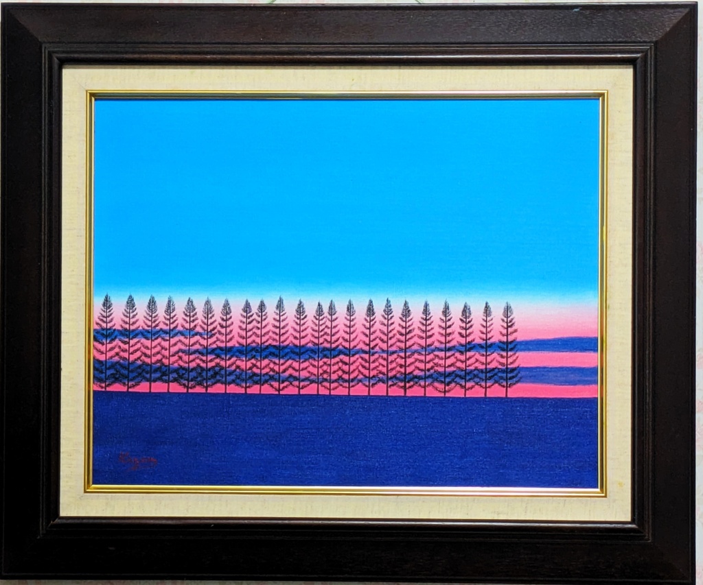 ★美瑛・夕暮れのマイルドセブンの丘・肉筆油彩画・F6キャンバス