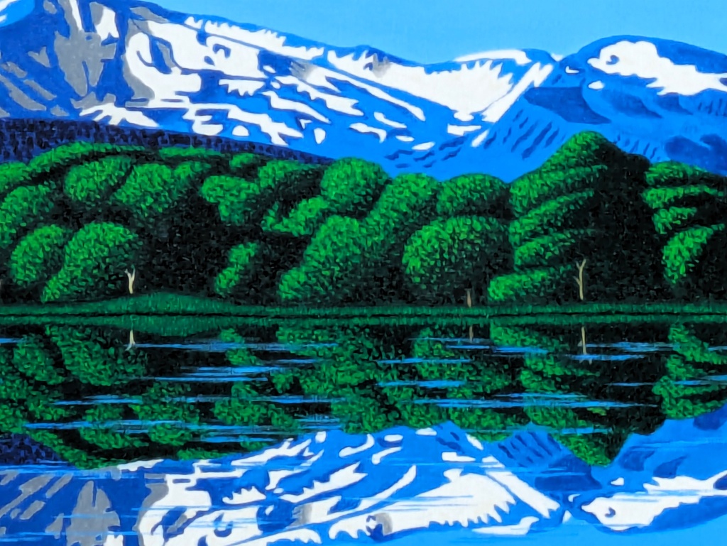 ★鳥海山と湖・肉筆油彩画・F6新品額付