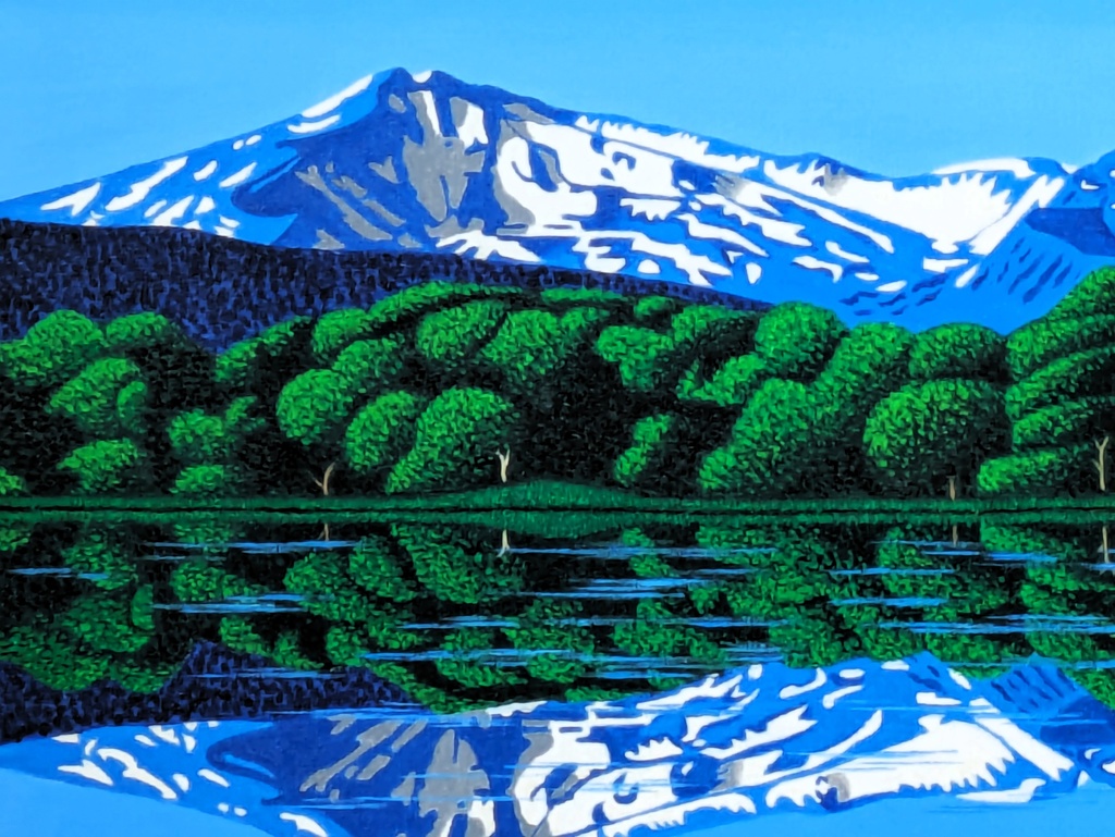 ★鳥海山と湖・肉筆油彩画・F6新品額付