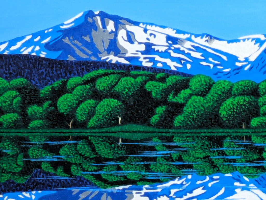 ★鳥海山と湖・肉筆油彩画・F6新品額付