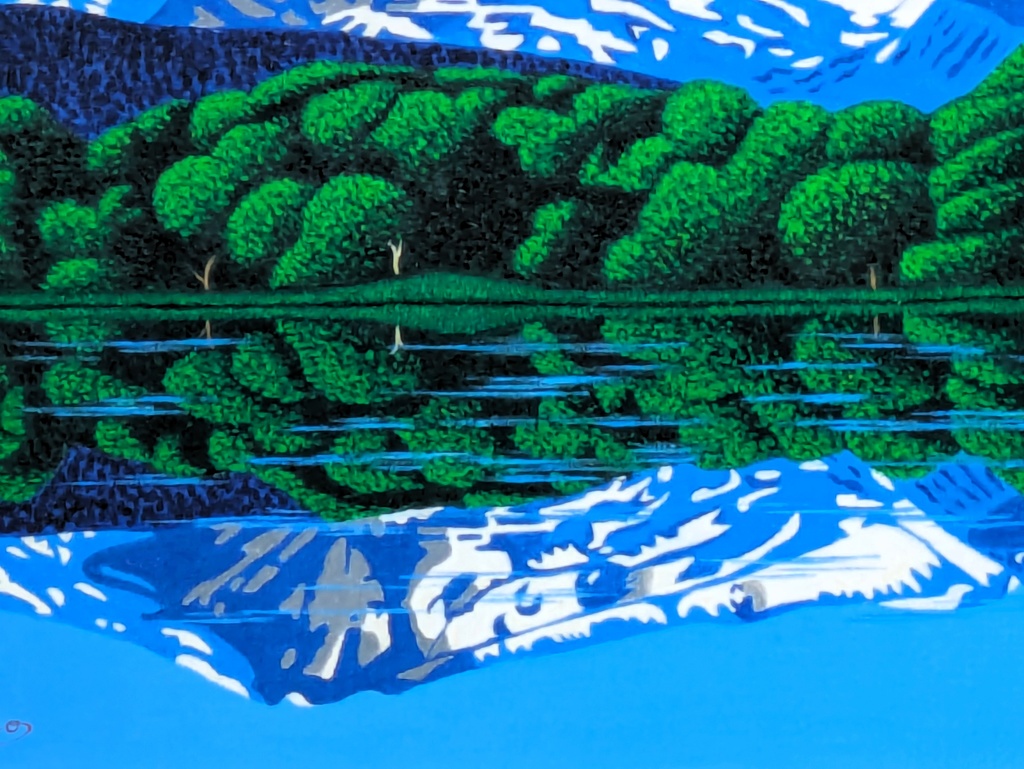 ★鳥海山と湖・肉筆油彩画・F6新品額付