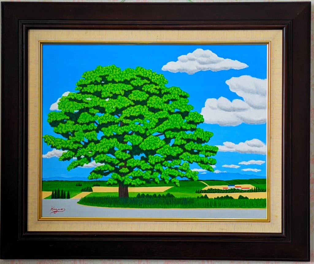 ★美瑛・セブンスターの大木・肉筆油彩画・F6キャンバス