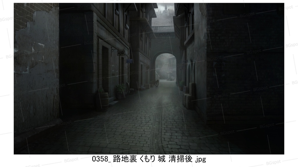 BG_21_汚い裏路地(石畳ver)(城ver)(清掃後)