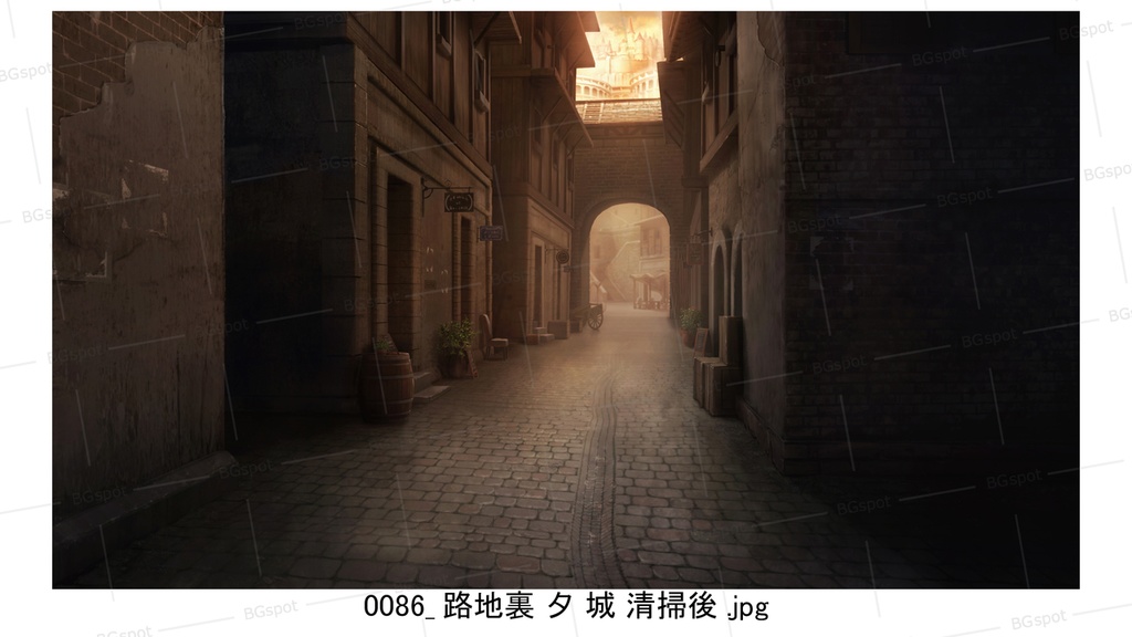 BG_21_汚い裏路地(石畳ver)(城ver)(清掃後)