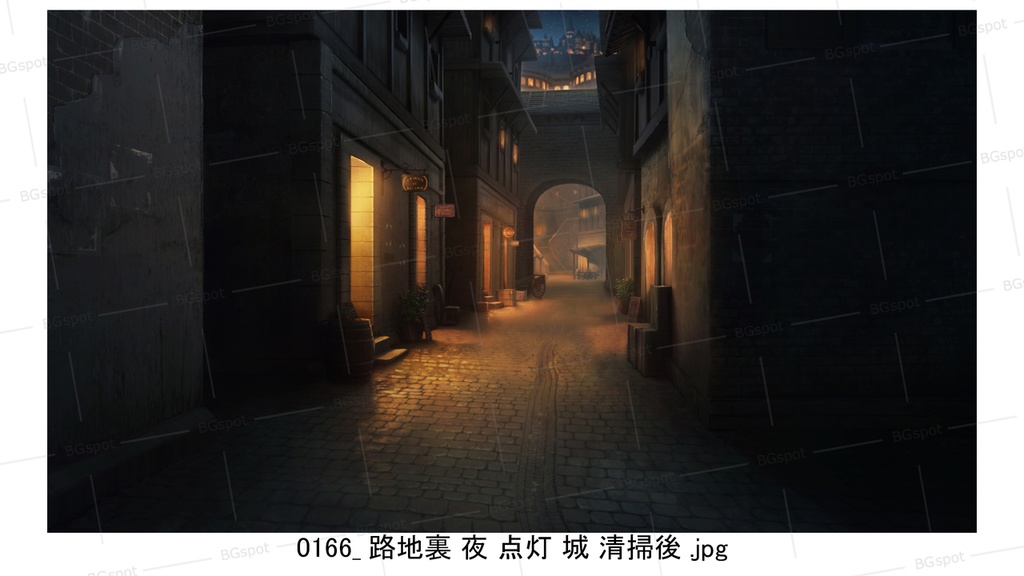 BG_21_汚い裏路地(石畳ver)(城ver)(清掃後)