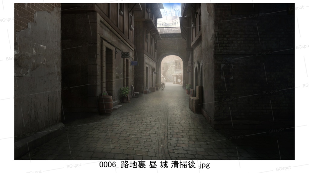 BG_21_汚い裏路地(石畳ver)(城ver)(清掃後)