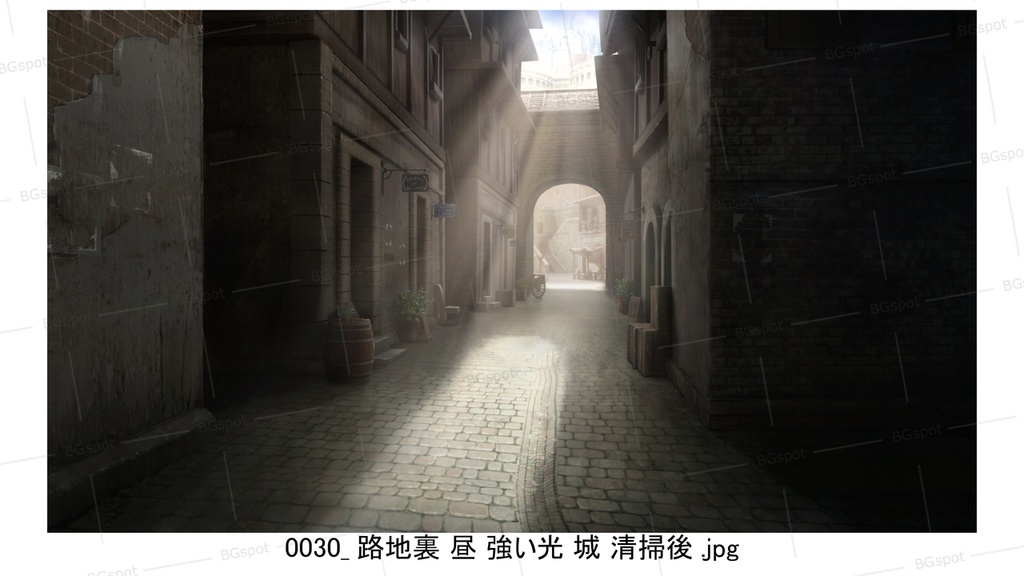BG_21_汚い裏路地(石畳ver)(城ver)(清掃後)