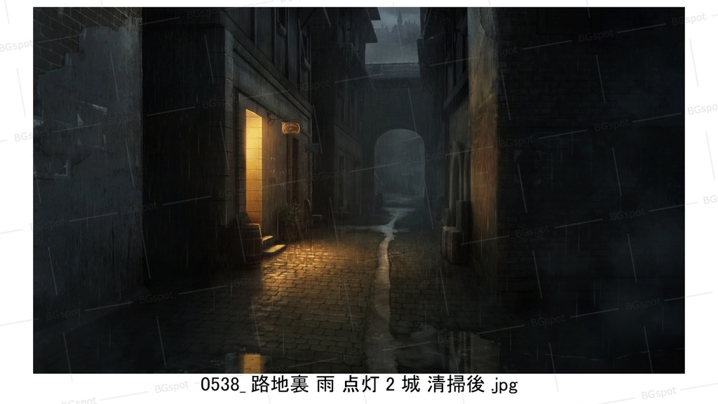 BG_21_汚い裏路地(石畳ver)(城ver)(清掃後)