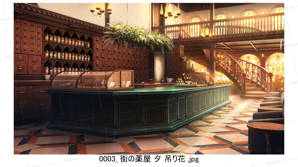 BG_22_街の薬屋さん ver1.0 (吊り花ver)