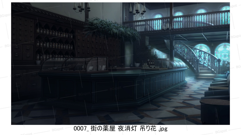 BG_22_街の薬屋さん ver1.0 (吊り花ver)