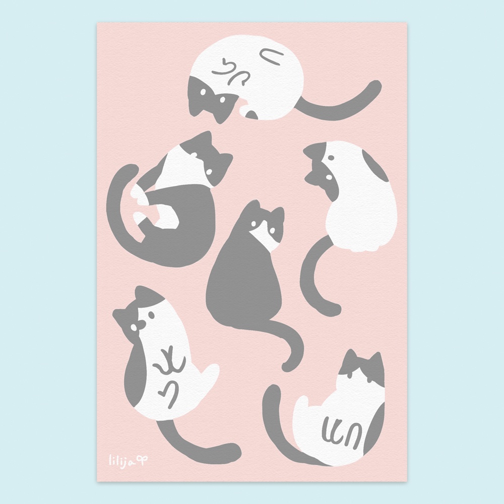 「ねじれハチワレ」ポストカード