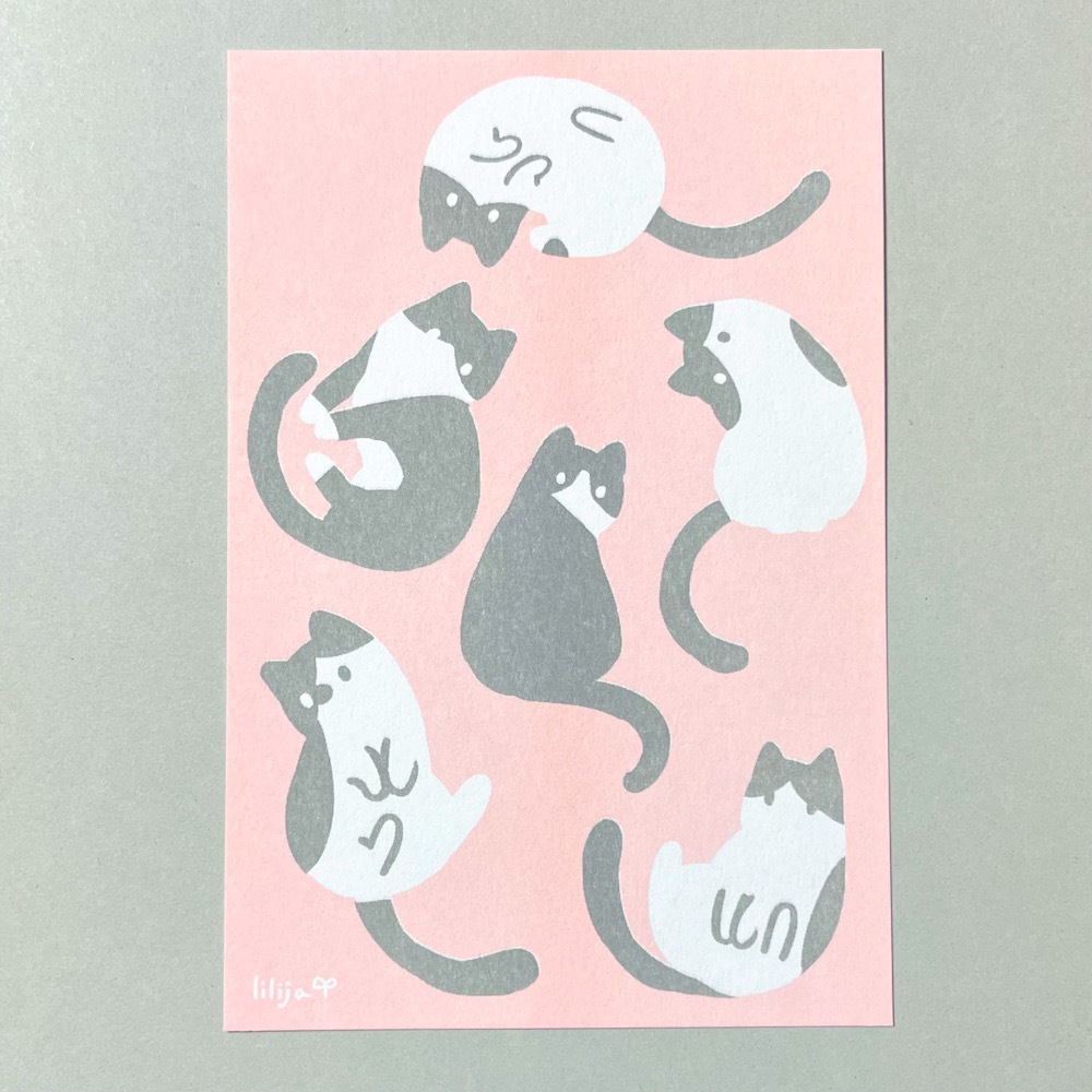 「ねじれハチワレ」ポストカード