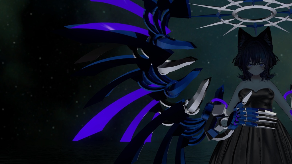 【無料】【VRChat想定】左右非対称天使翼/サブアーム/ヘイロー