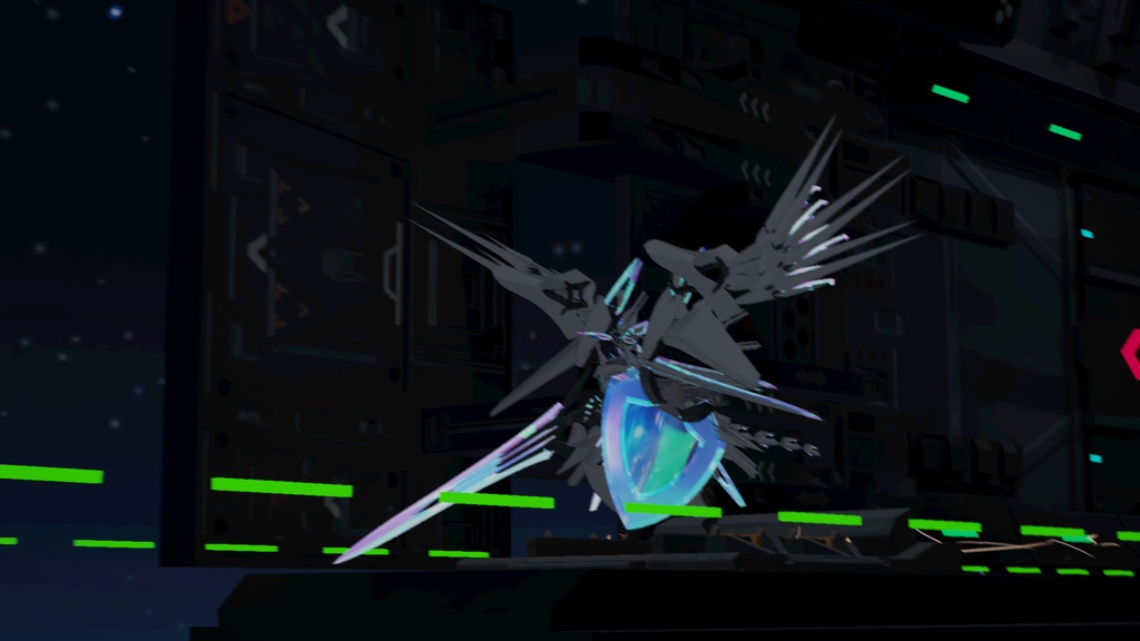 【VRChat想定】オプションパーツセットB:ウイングandシールド