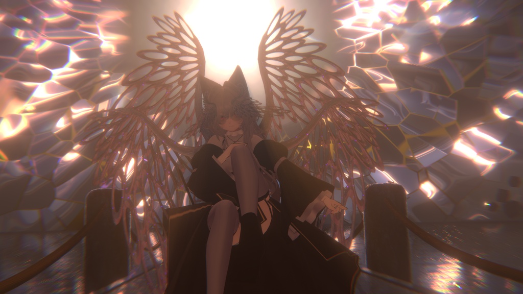 【無料】【VRChat想定】翼六枚セット(眼鏡同梱)
