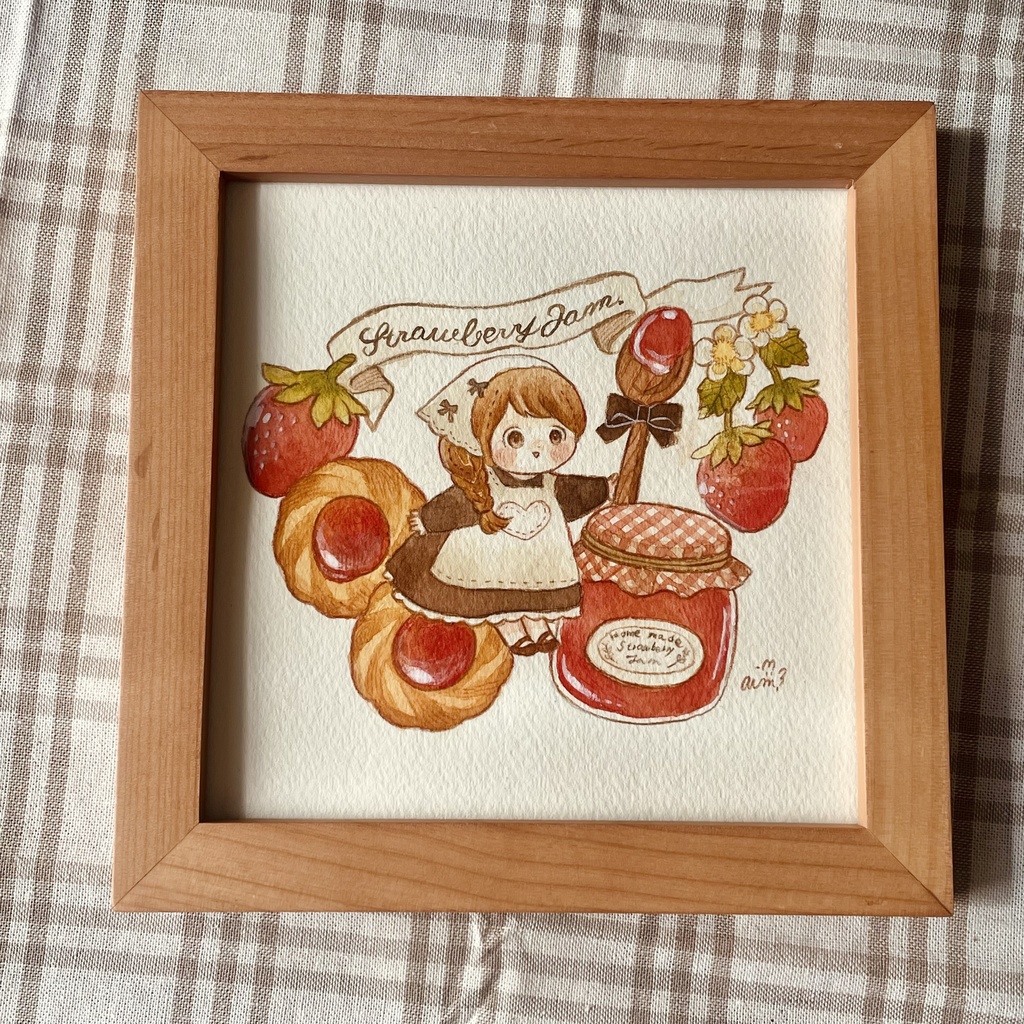 水彩原画「いちごの宝石」
