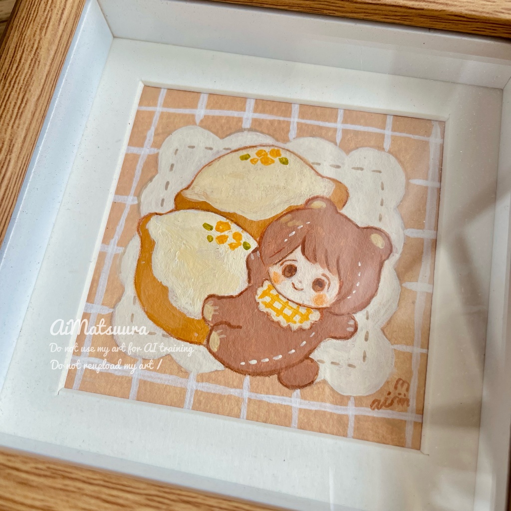 アクリル原画「くまちゃんとレモンケーキ」