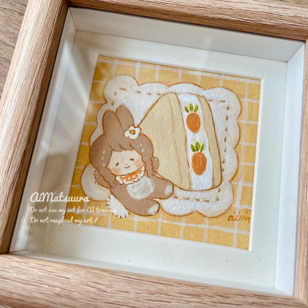 アクリル原画「うさちゃんとフルーツサンド」