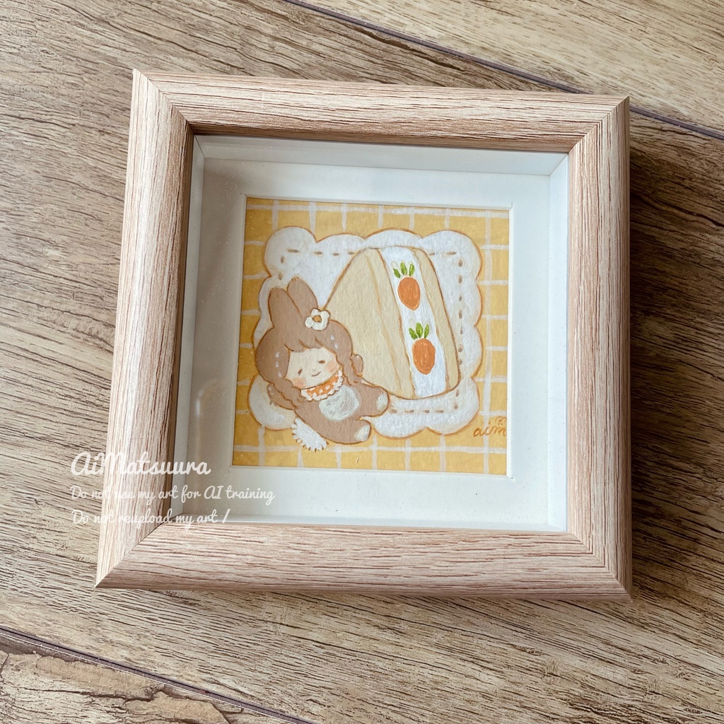 アクリル原画「うさちゃんとフルーツサンド」