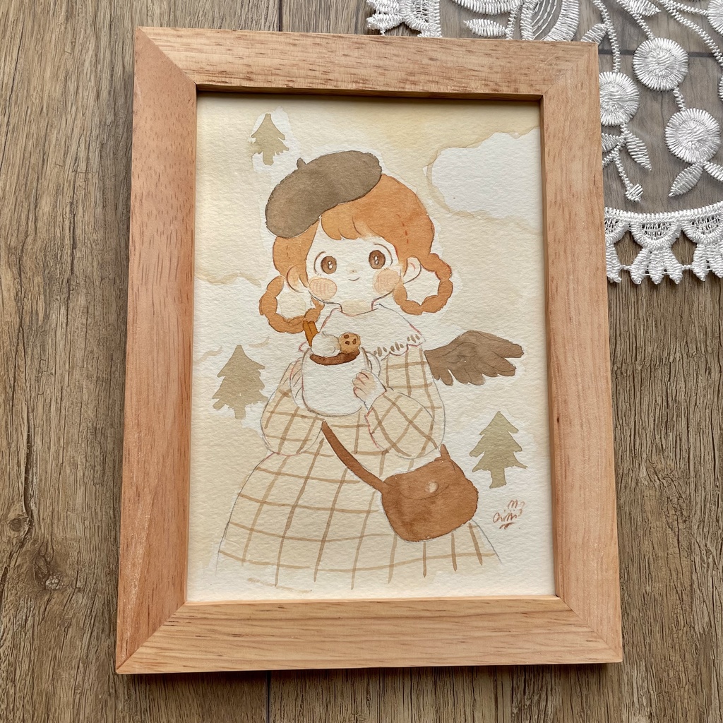 少し大きめドローイング原画「天使とココア」