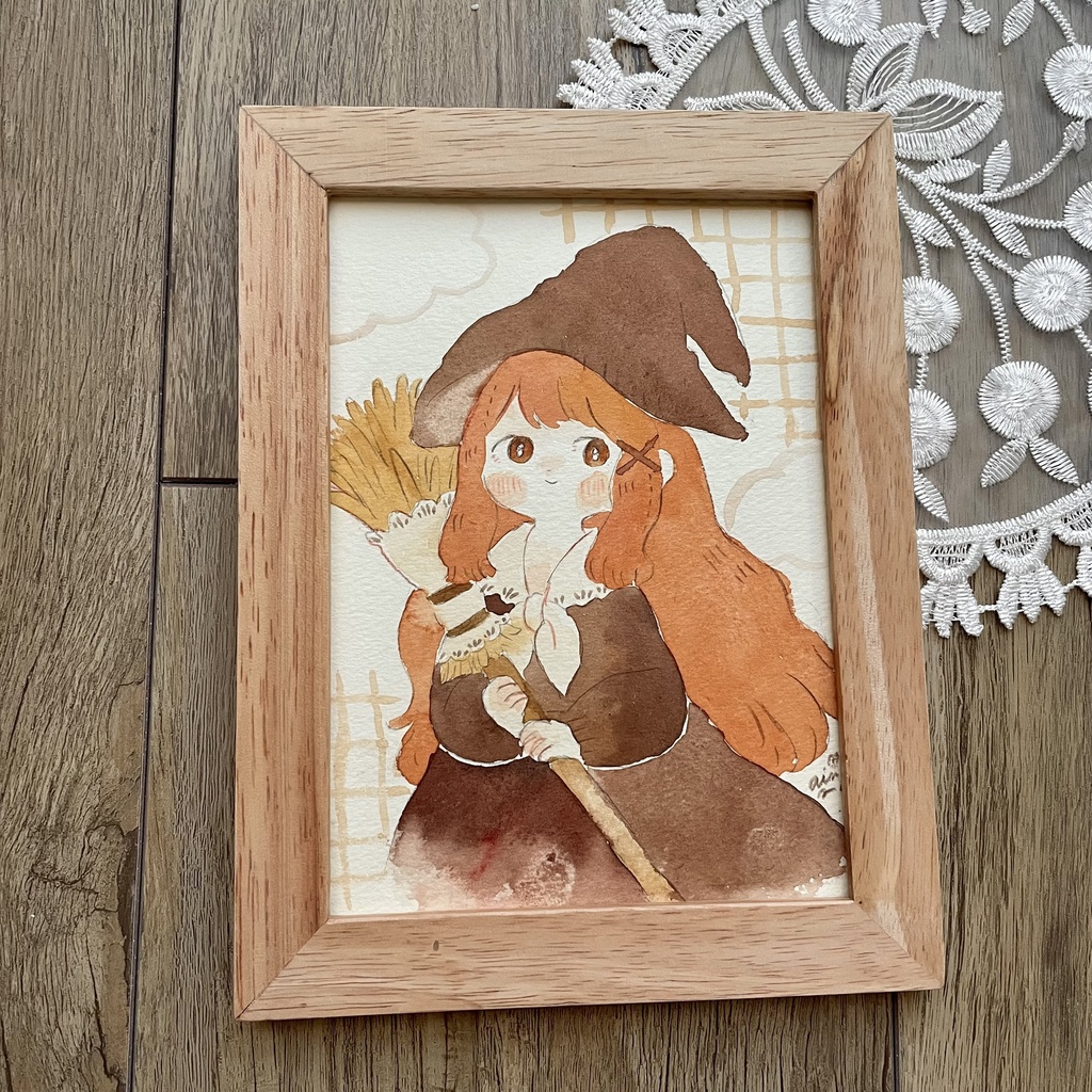 少し大きめドローイング原画「お気に入りのほうき」