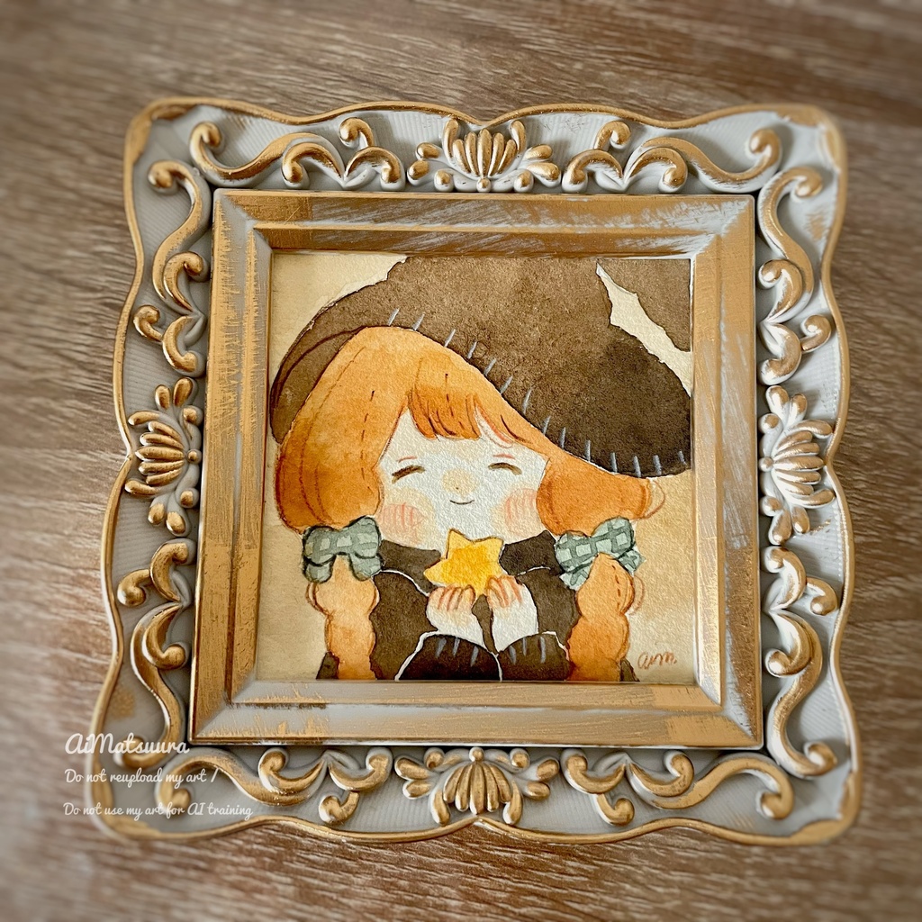 水彩ドローイング原画 星と月シリーズ