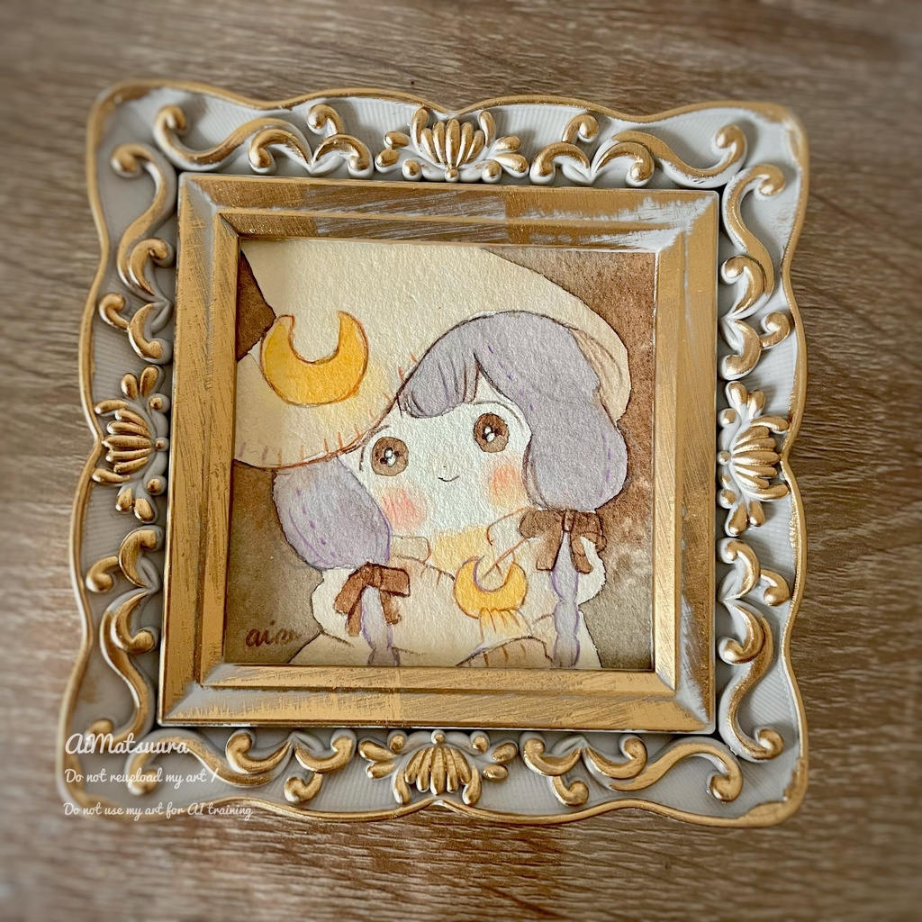 水彩ドローイング原画 星と月シリーズ