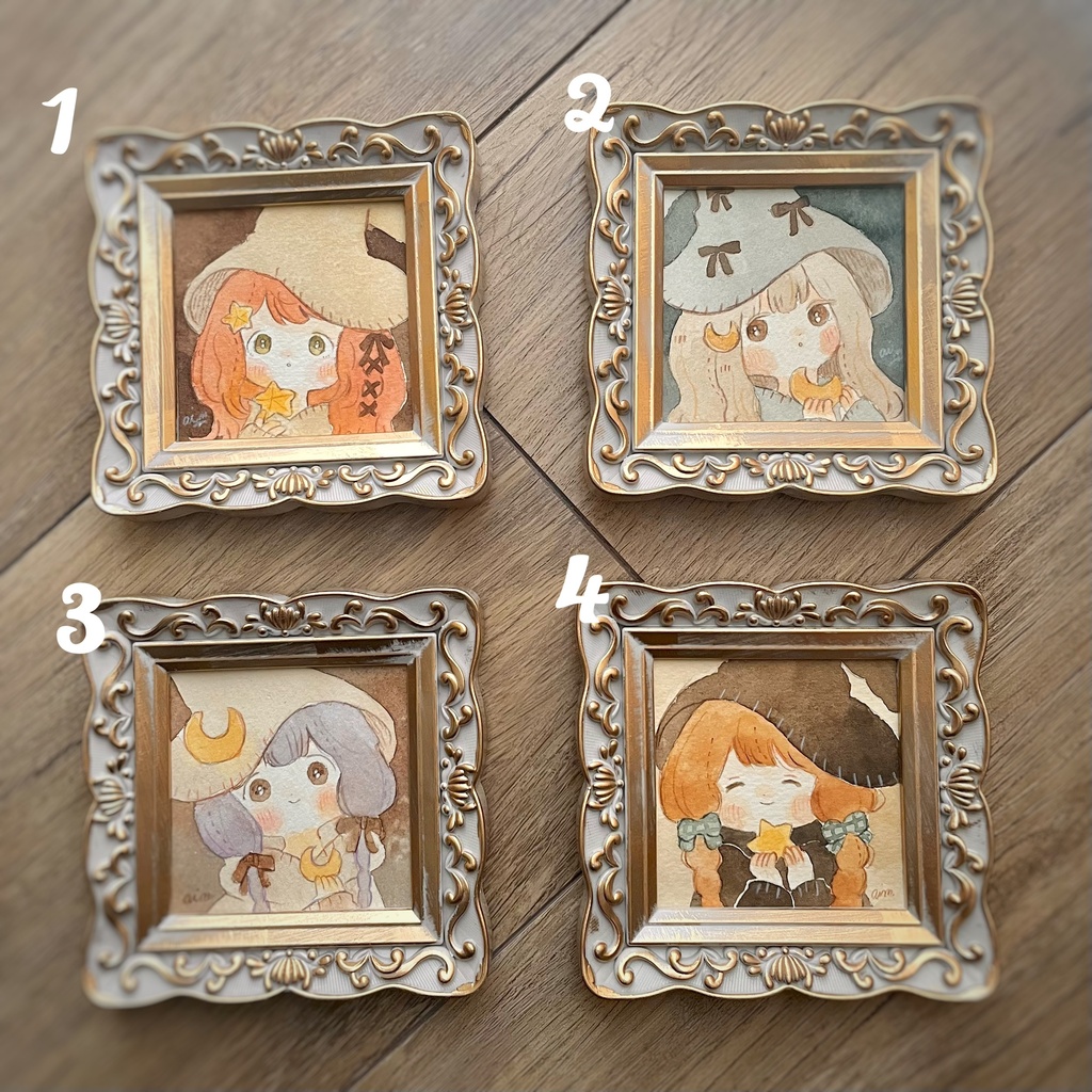 水彩ドローイング原画　星と月シリーズ