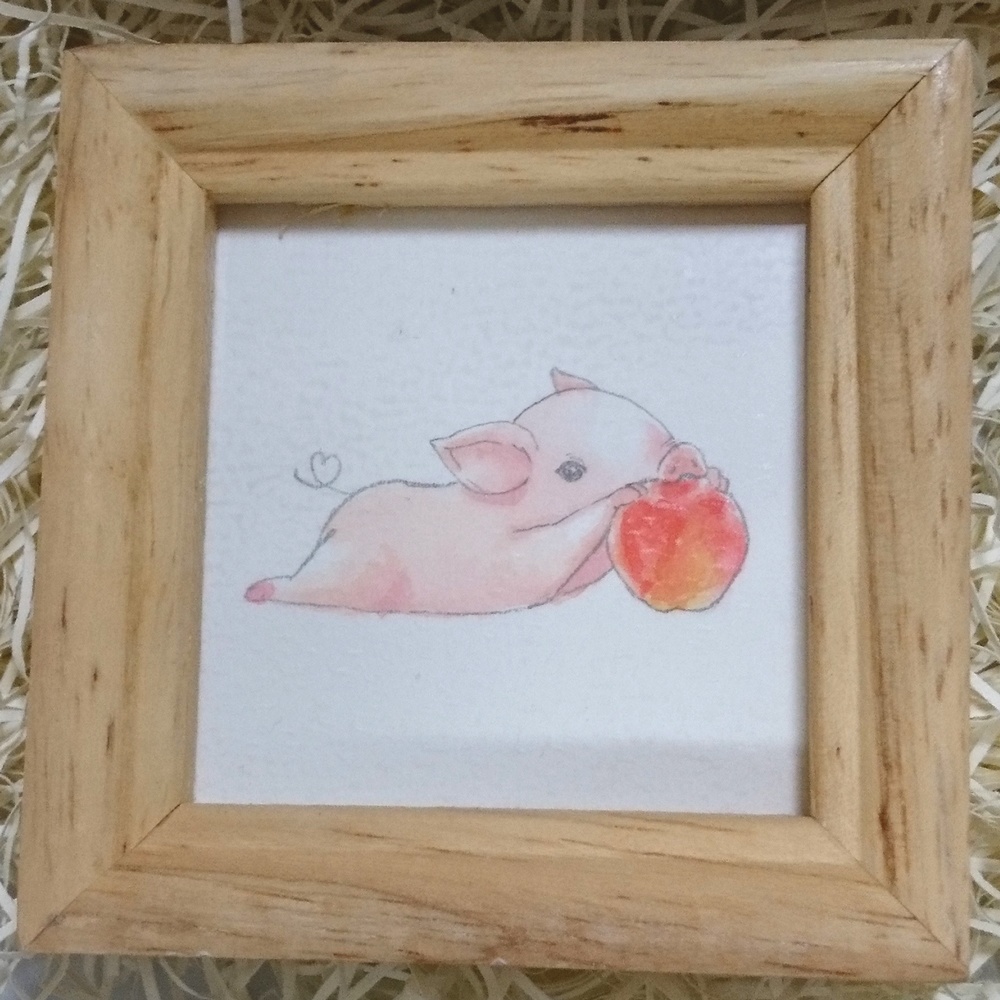 ミニ原画「ハートぶた」