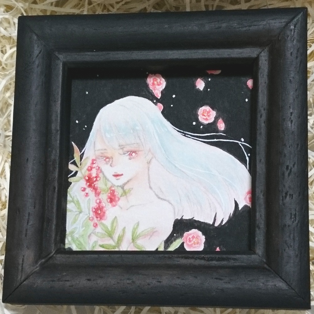 ミニ原画「椿雨」