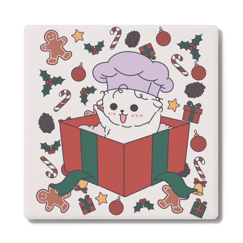 【Christmas】冬のティータイムに魔法を。ヤンヤンと仲間たちの珪藻土コースター_フロッピー