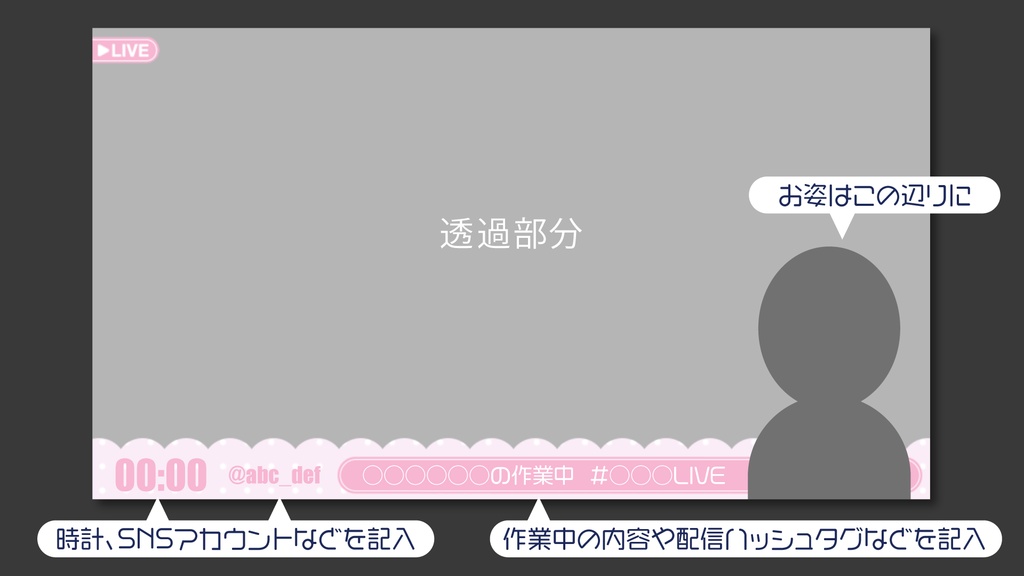 【OBS配信素材】画面を広く使える配信オーバーレイセット