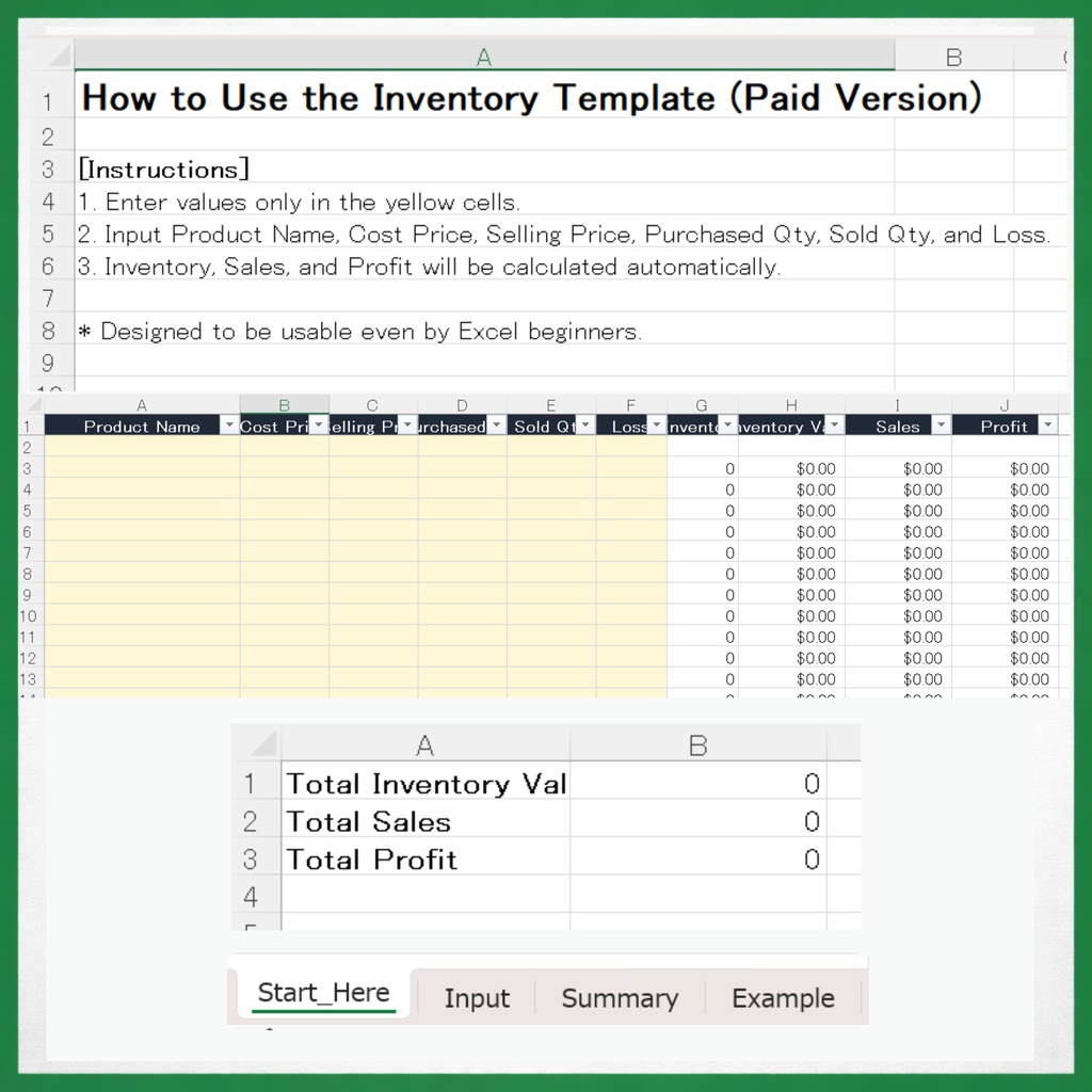 Inventory Management Excel Template|在庫管理テンプレ|Auto Sales & Profit Calculation|Beginner Friendly