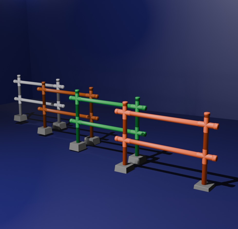3Dモデル パイプフェンス4色セット