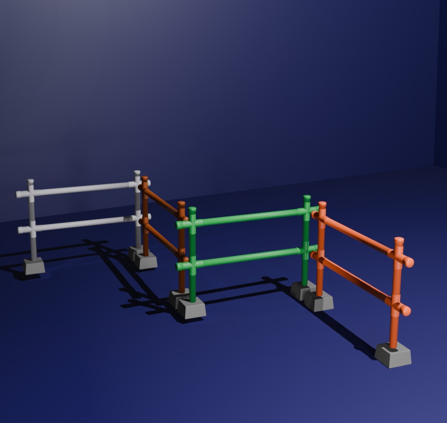 3Dモデル　パイプフェンス4色セット