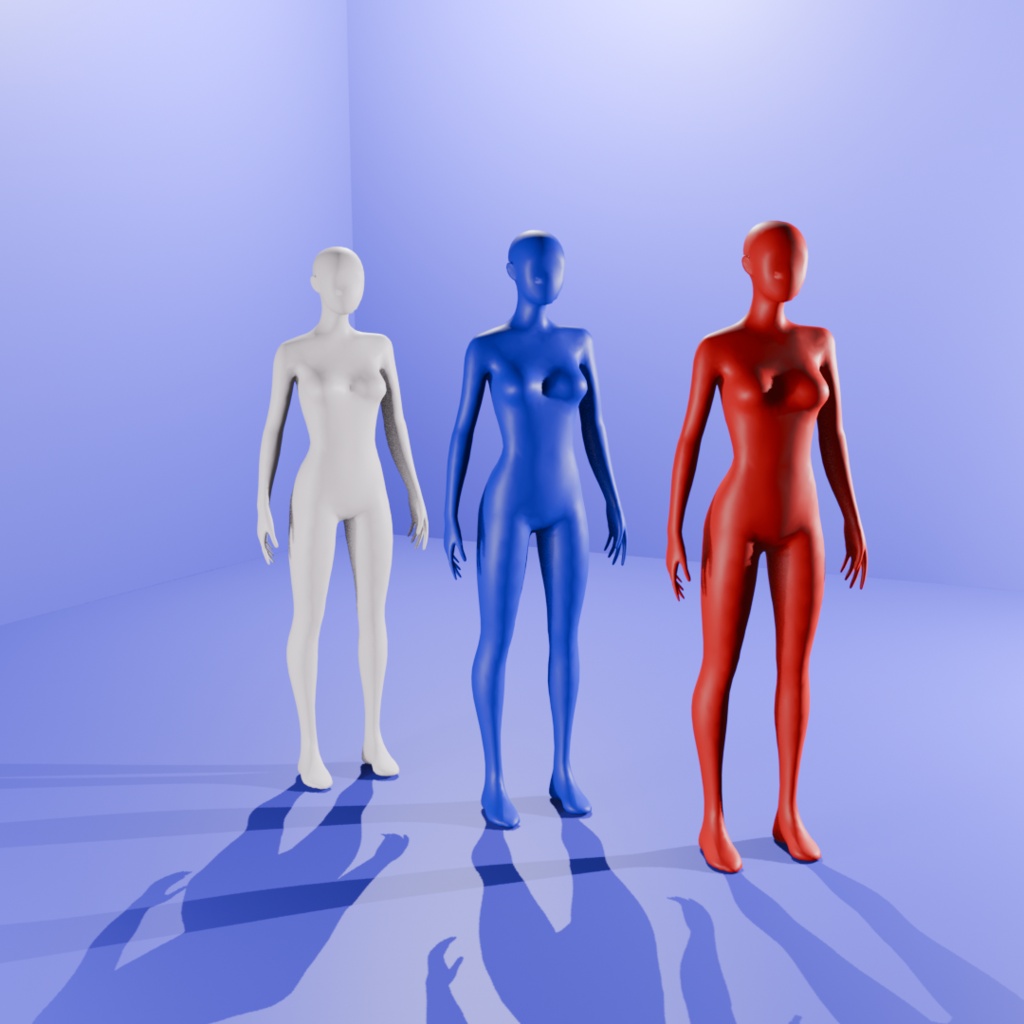 男女成人3Dモデル3色6体セット