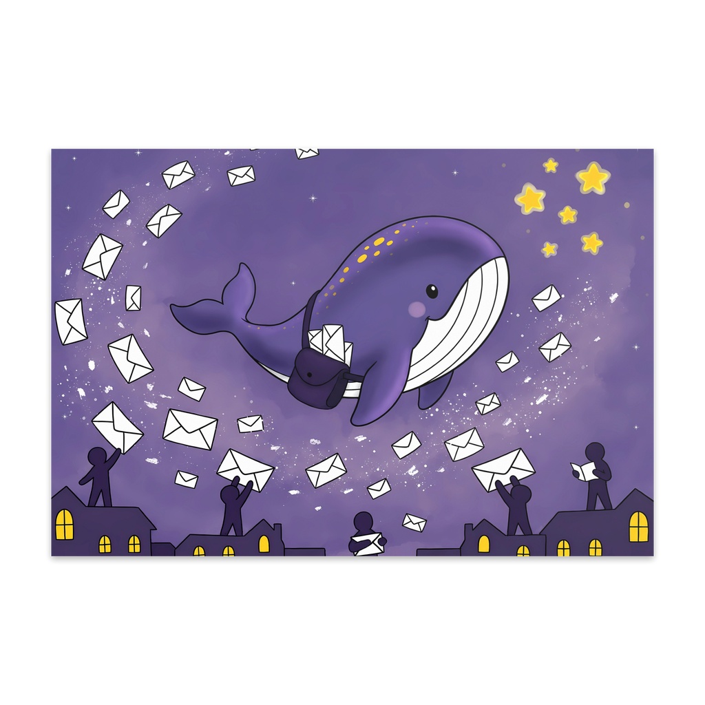 ​幸せを運ぶ星空のクジラ / 可愛いポストカード