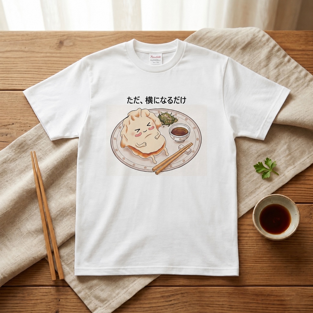 【Tシャツ】ただ、横になるだけ。お休みギョーザ / ゆるかわフードTシャツ