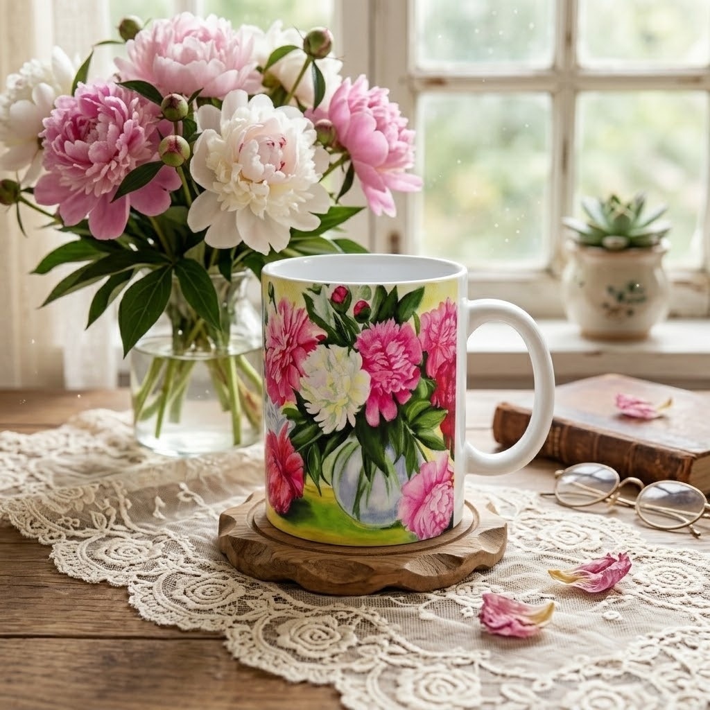 華やかな牡丹の花束マグカップ 🌸☕️ オリジナルマグカップ