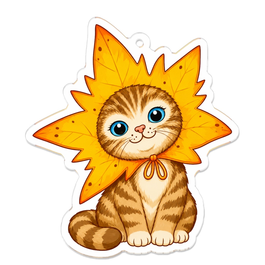 【アクリルキーホルダー】秋の紅葉もみじ子猫 🍁