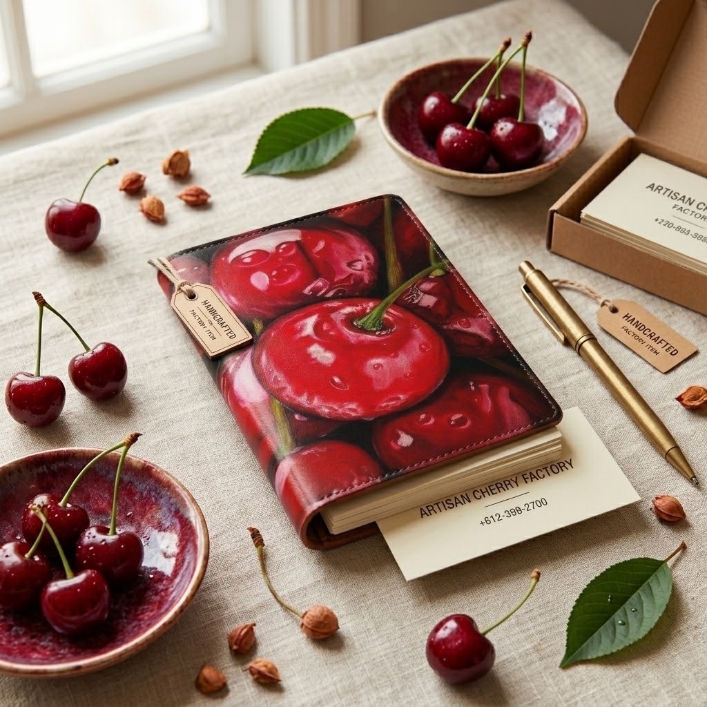 【レザー製名刺入れ】みずみずしいさくらんぼ 🍒
